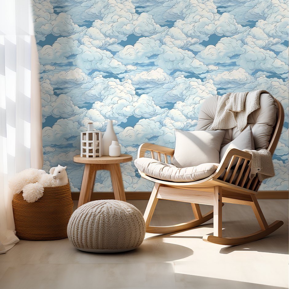 Cloudy Sketch Wallpaper - Benton Lane Home - Painted Paper