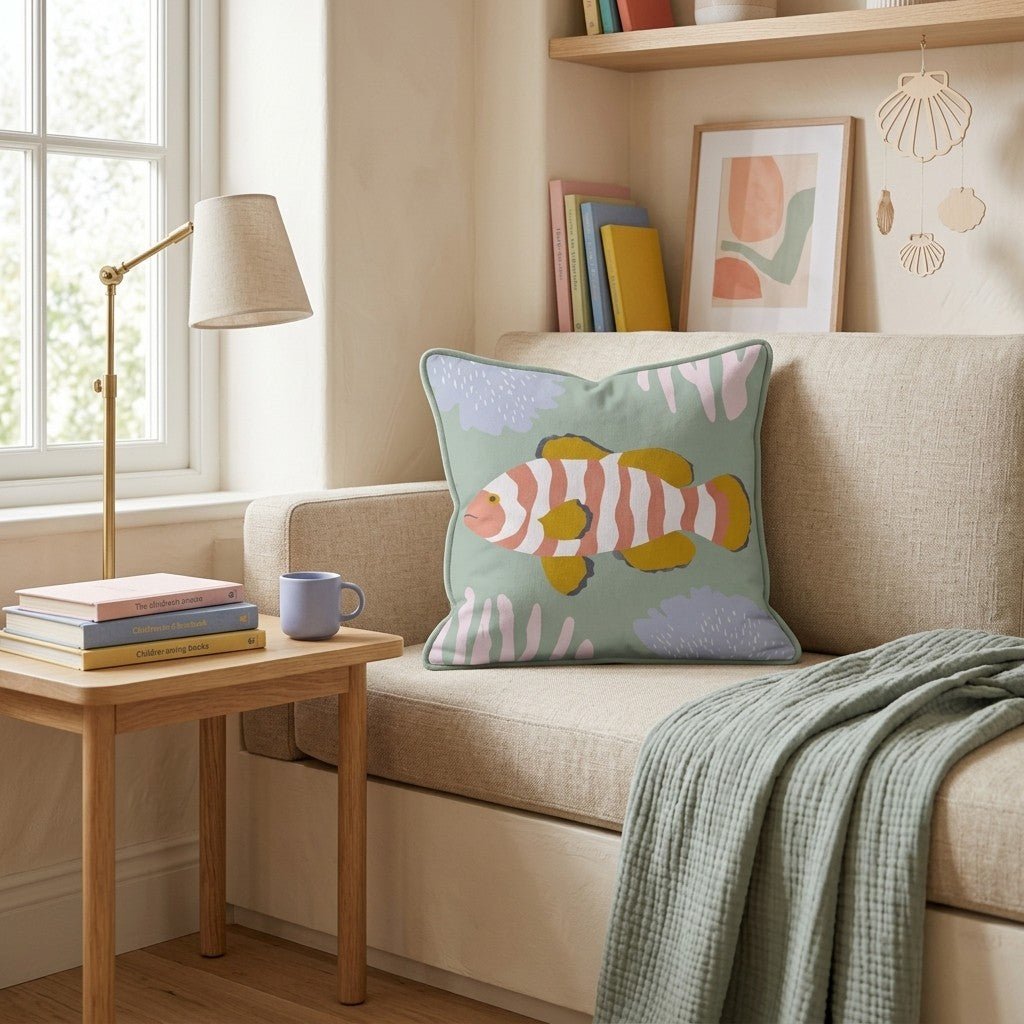 Clownfish Swim Throw Pillow - Hillcroft Home