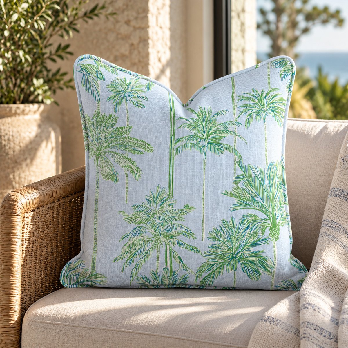 Coastal Palms Throw Pillow - Benton Lane Home - Hillcroft Home