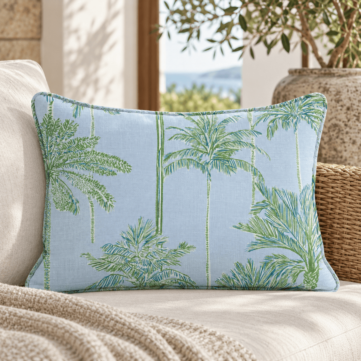 Coastal Palms Throw Pillow - Benton Lane Home - Hillcroft Home