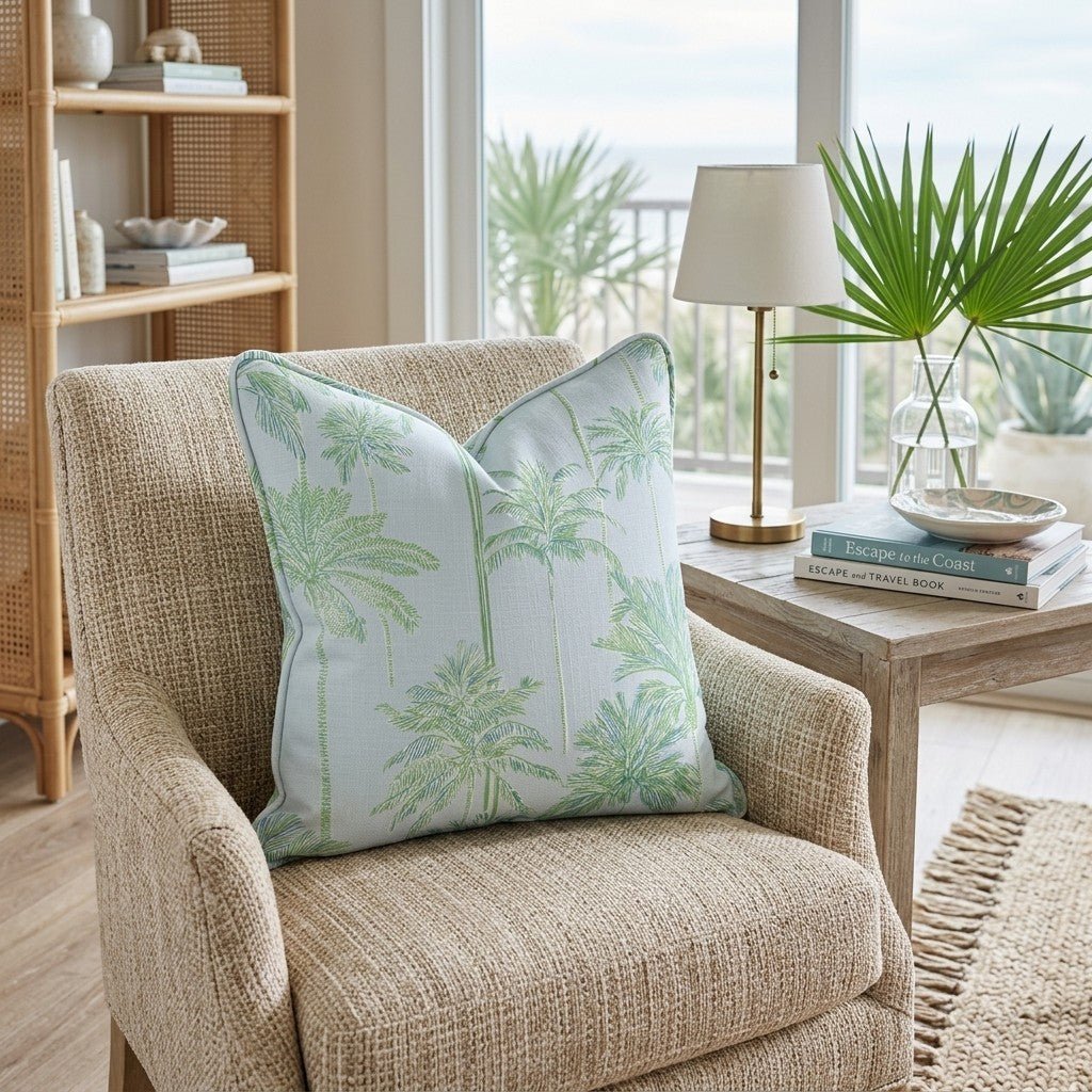 Coastal Palms Throw Pillow - Benton Lane Home - Hillcroft Home