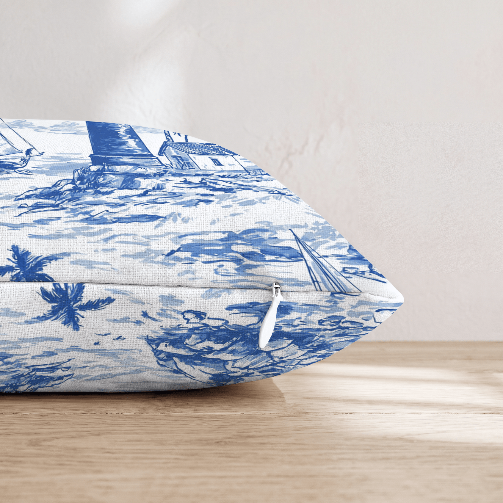 Coastal Toile Throw Pillow - Hillcroft Home