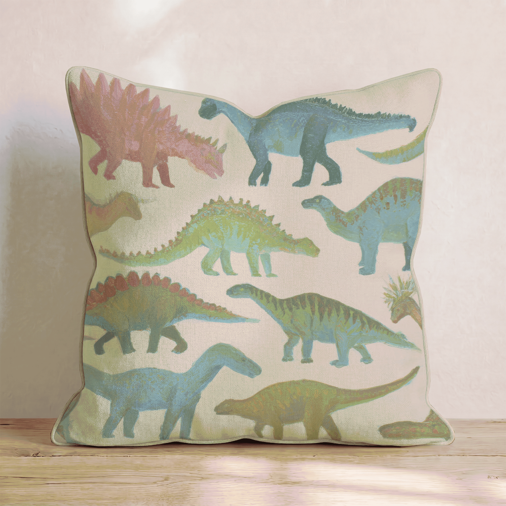 Colorful Dinos Throw Pillow - Benton Lane Home - Hillcroft Home