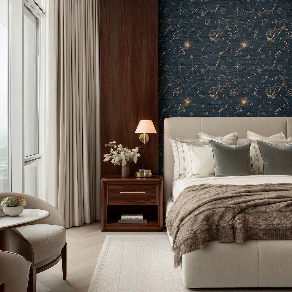 Constellation Faux Grasscloth Wallpaper - Painted Paper