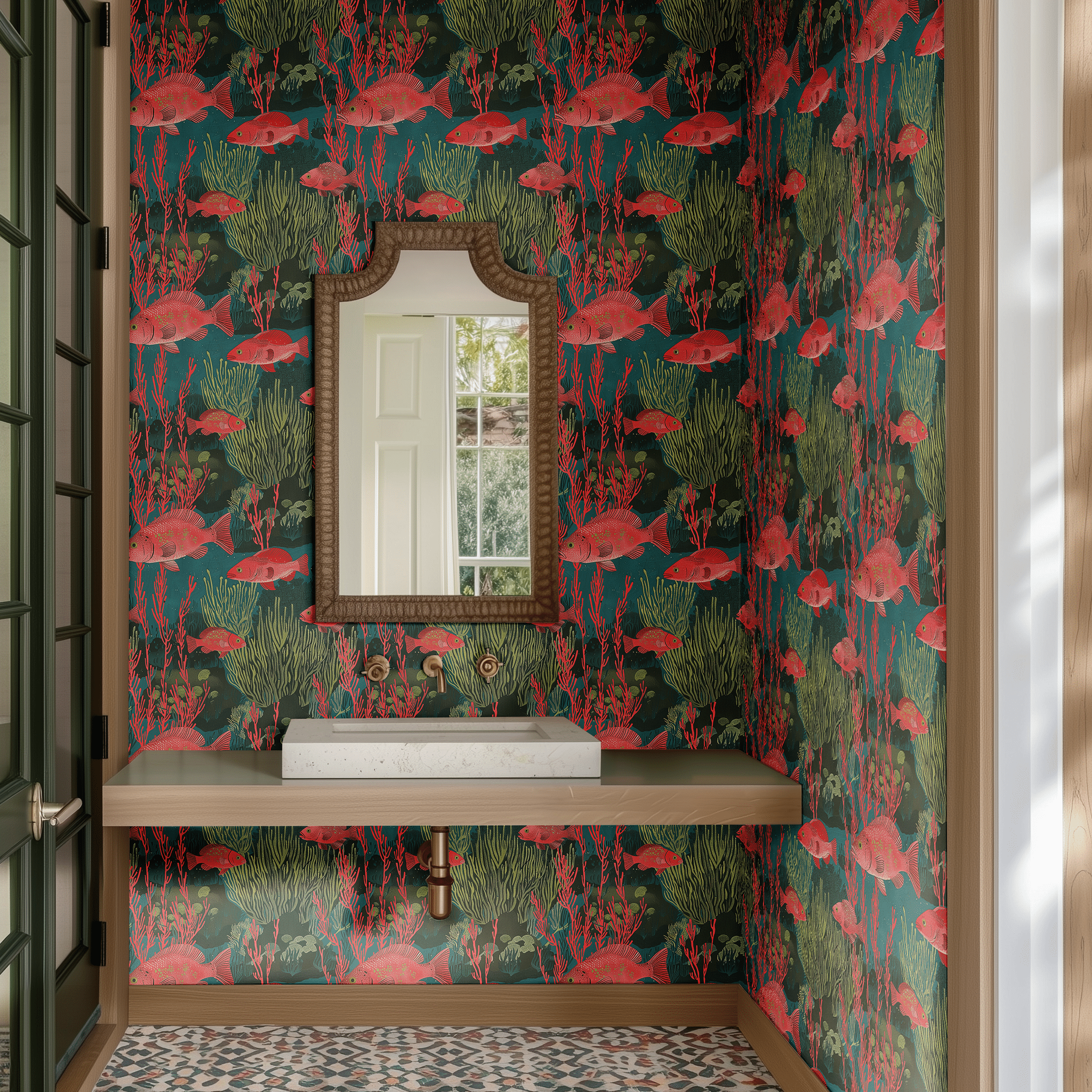 Coral Current Wallpaper - Painted Paper