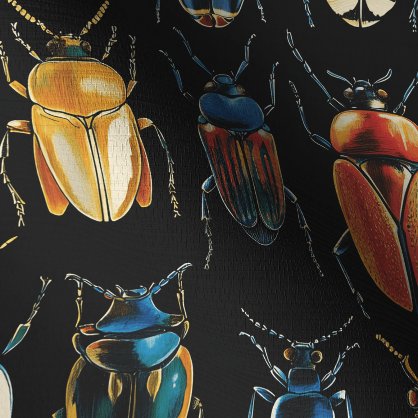 Corvus Beetles Faux Grasscloth Wallpaper - Benton Lane Home - Painted Paper