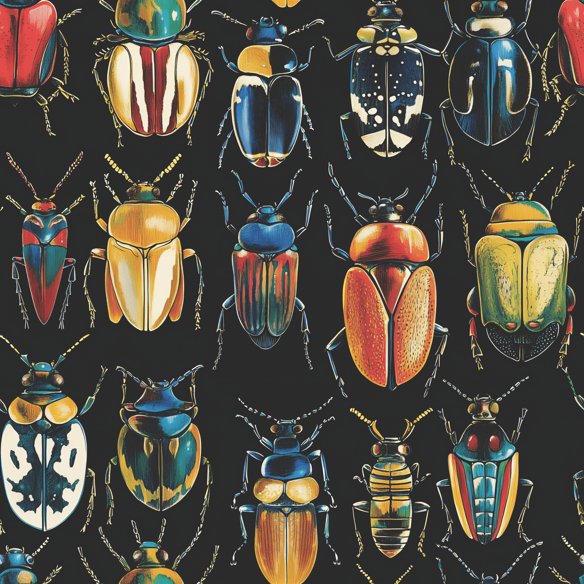 Corvus Beetles Wallpaper - Benton Lane Home - Painted Paper
