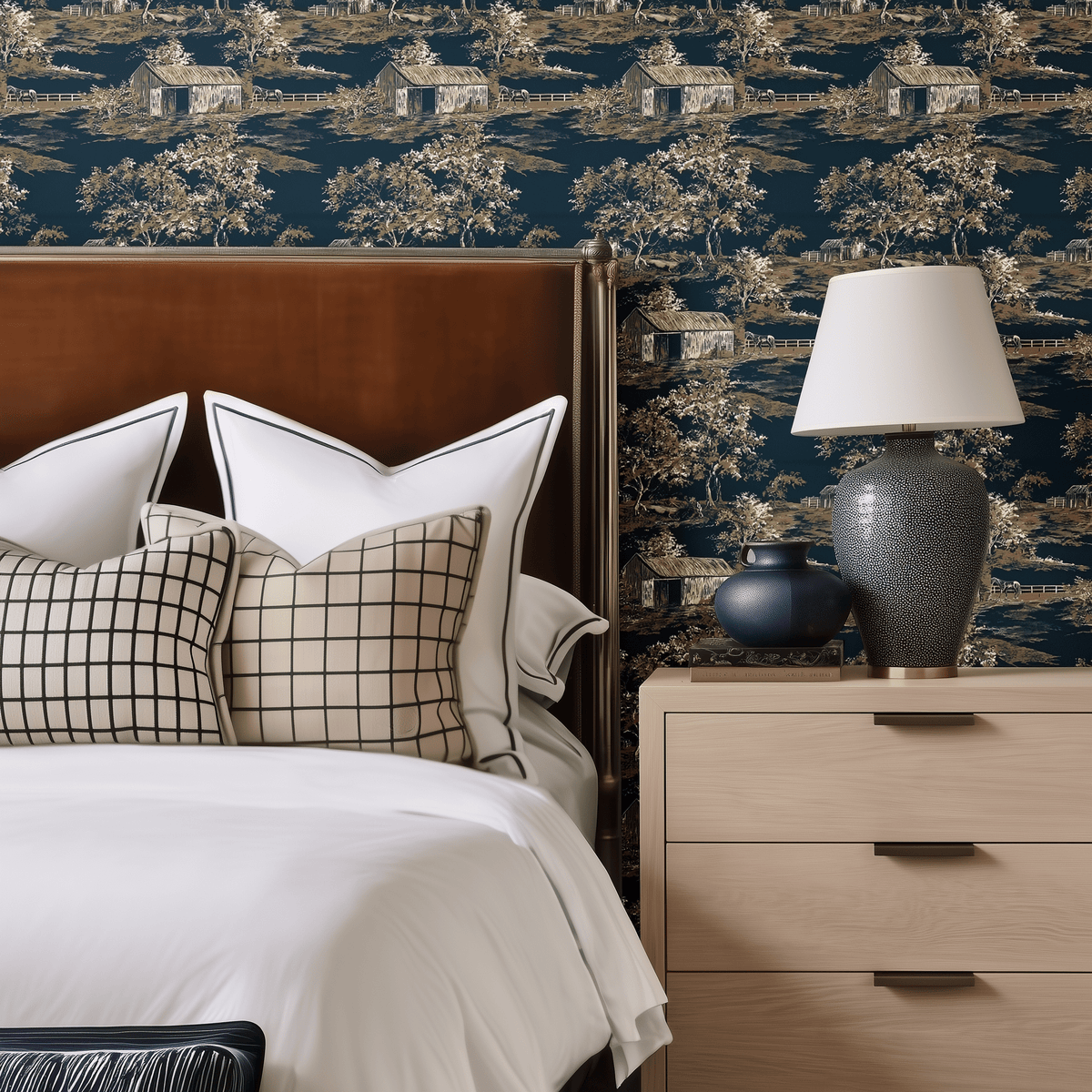 Countryside Toile Wallpaper - Painted Paper