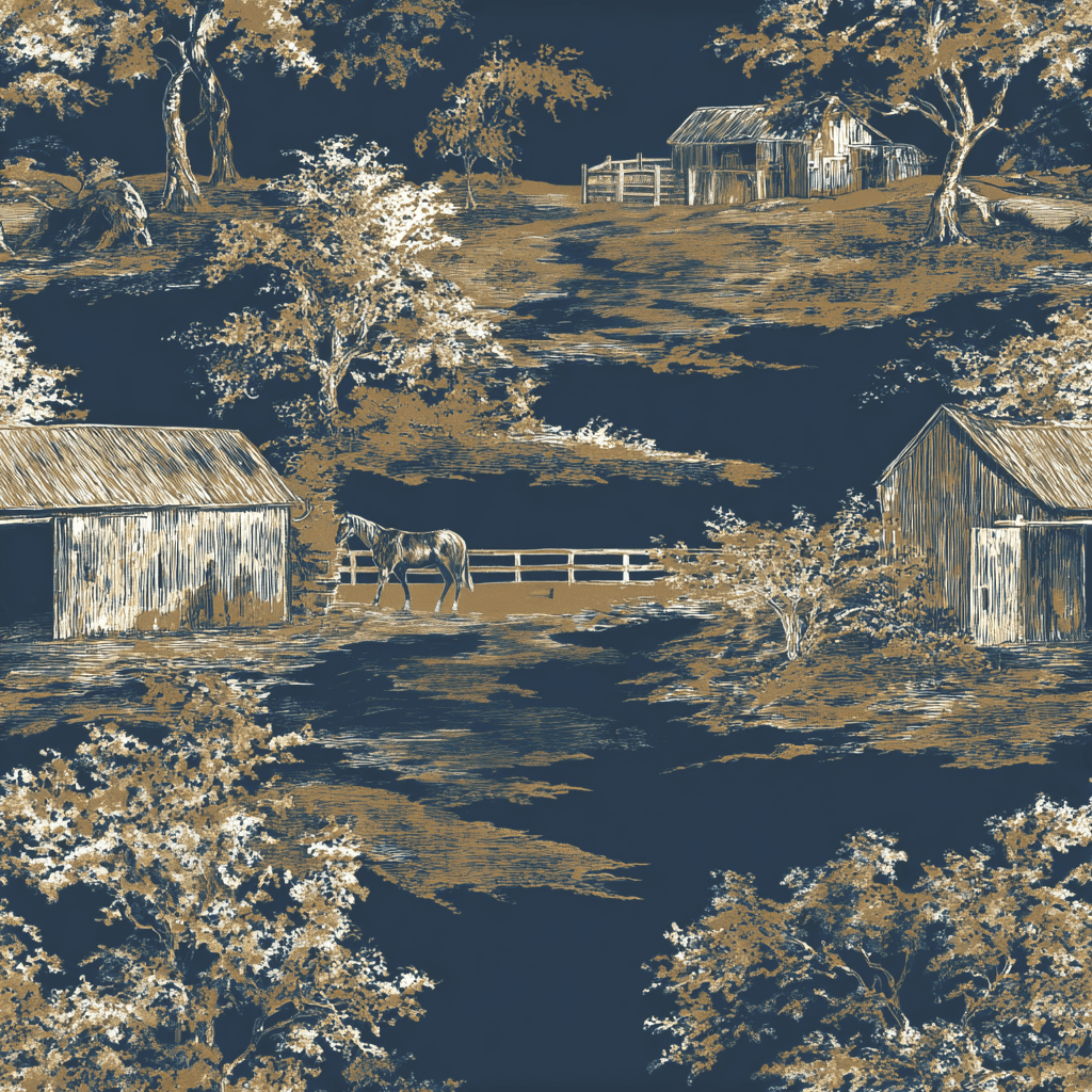 Countryside Toile Wallpaper - Painted Paper