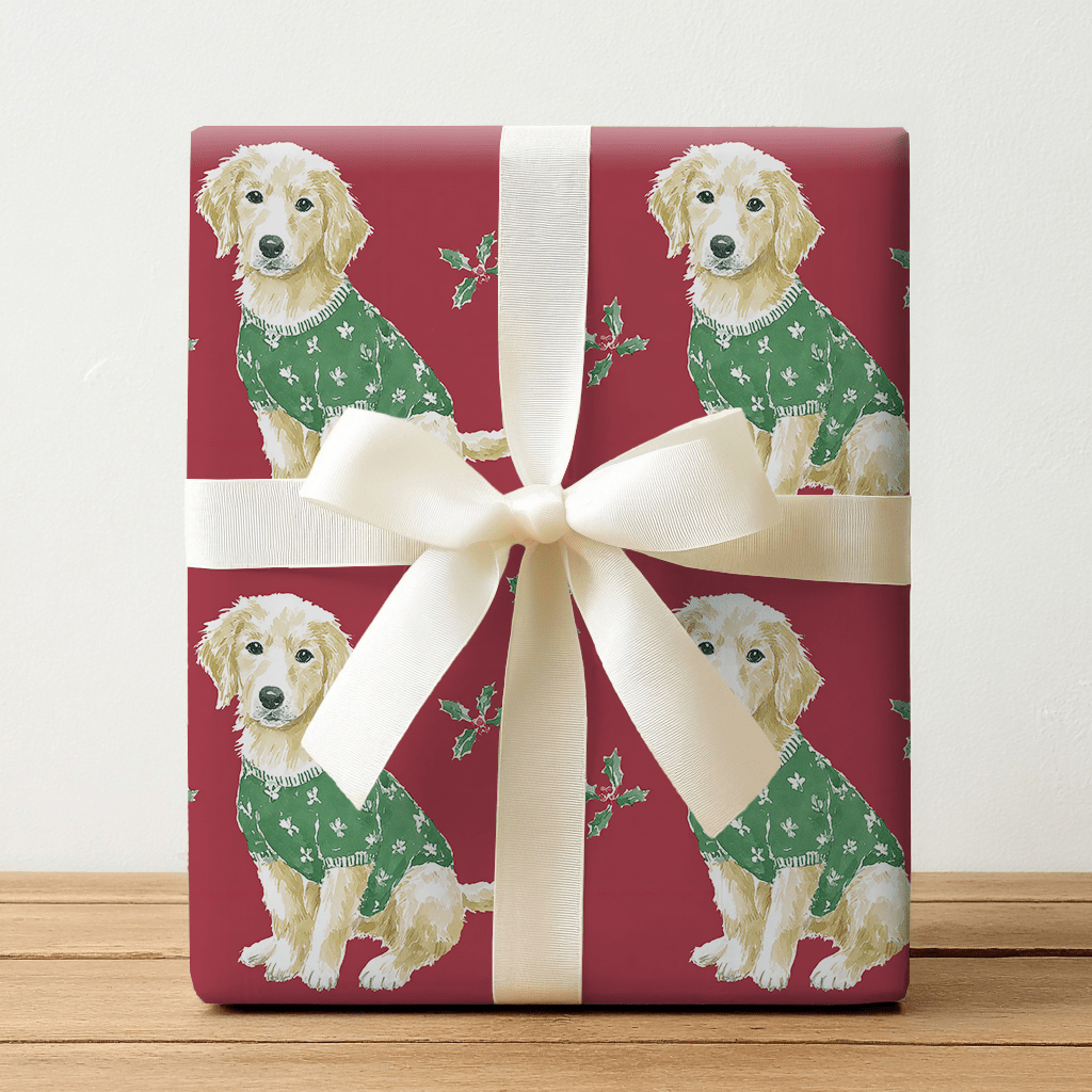 Cozy Christmas Retriever - Wrapping Paper - Benton Lane Home - Lemon Park