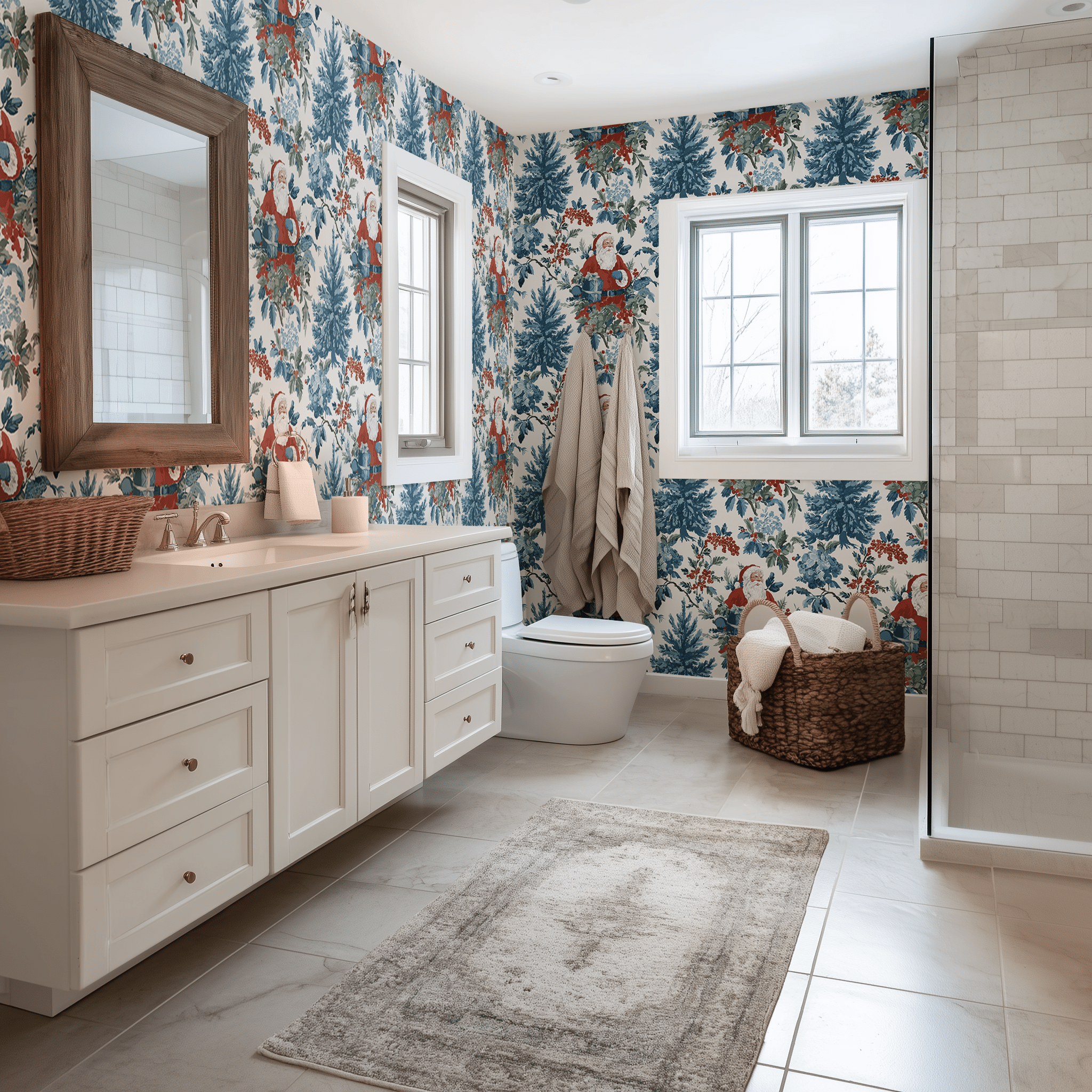 Cranberry Claus Wallpaper - Benton Lane Home - Painted Paper