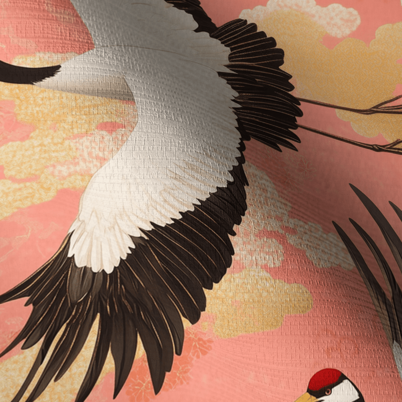 Crane Ballet Faux Grasscloth Wallpaper - Benton Lane Home - Painted Paper