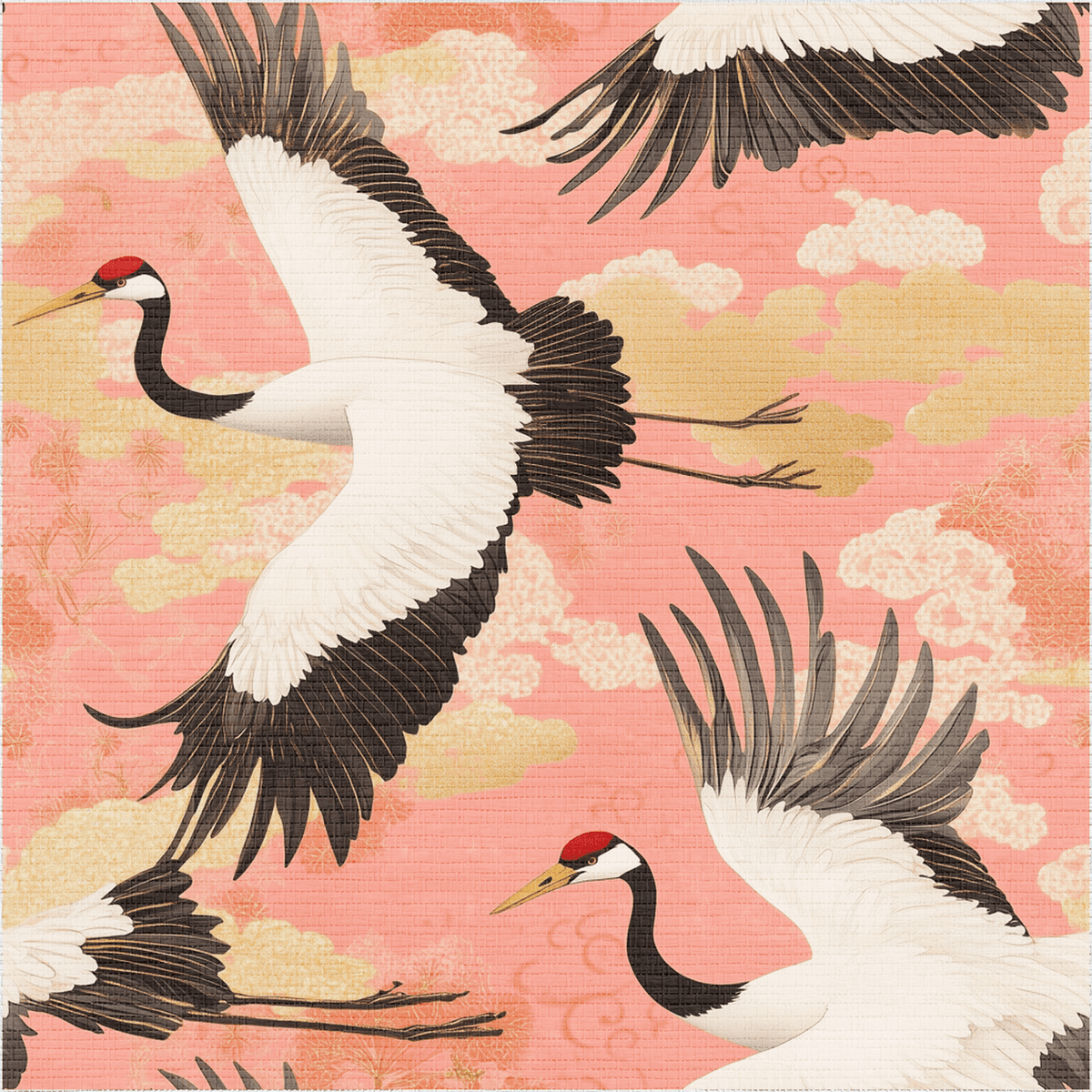 Crane Ballet Faux Grasscloth Wallpaper - Painted Paper