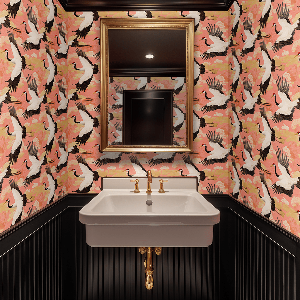 Crane Ballet Wallpaper - Benton Lane Home - Painted Paper