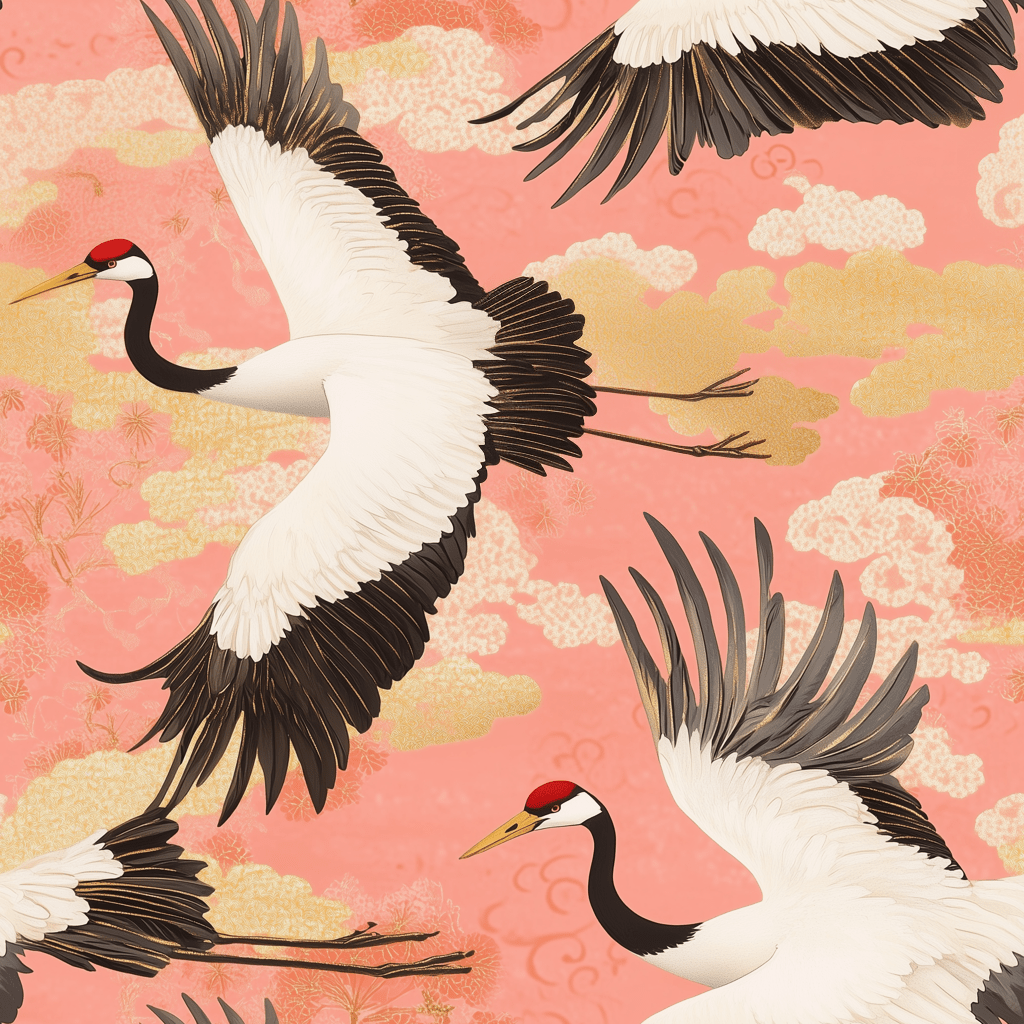 Crane Ballet Wallpaper - Painted Paper