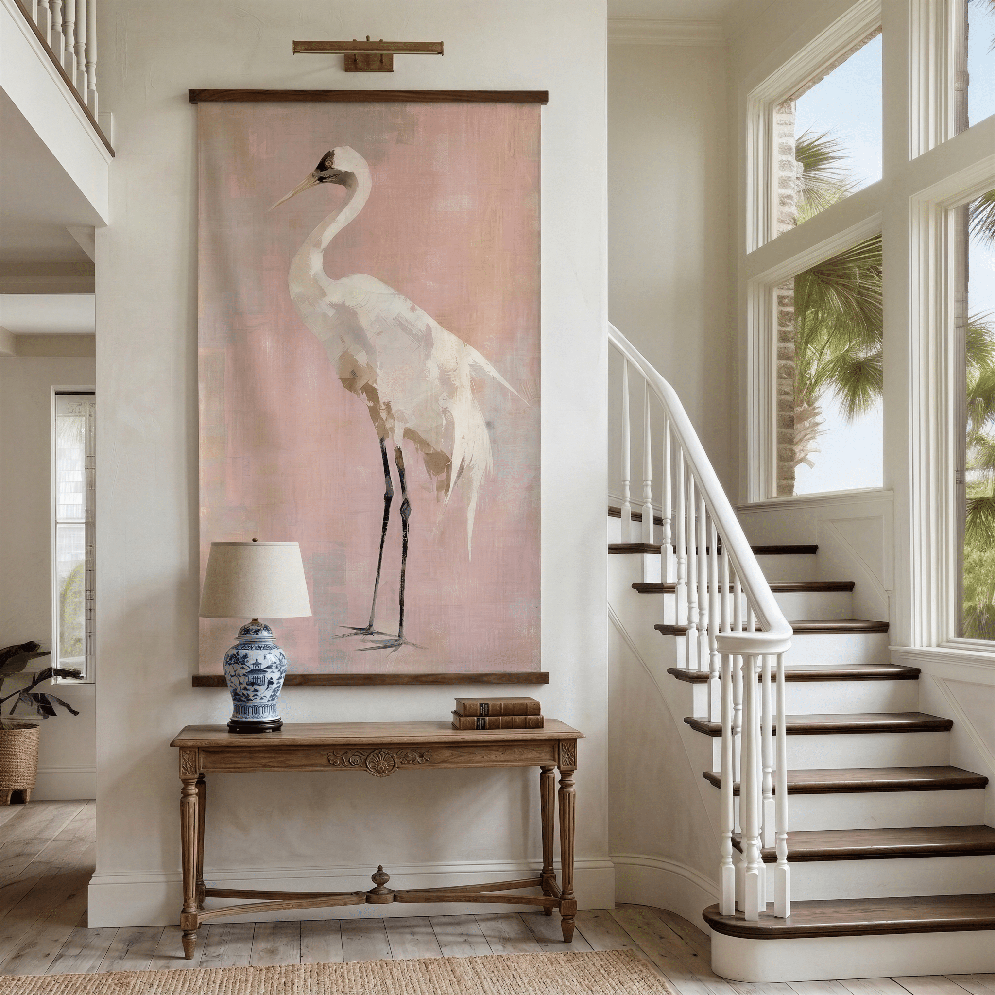 Crane Portrait - Tapestry - Benton Lane Home - Lemon Park