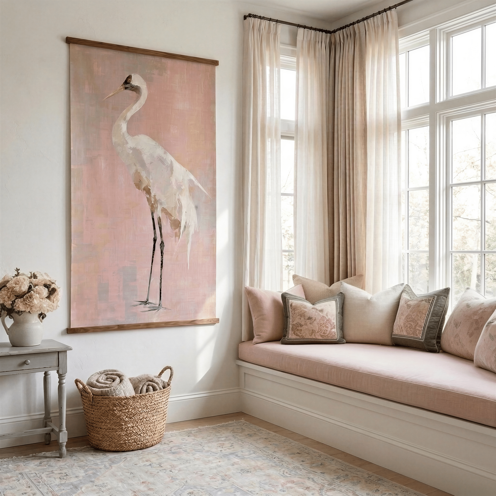 Crane Portrait - Tapestry - Benton Lane Home - Lemon Park