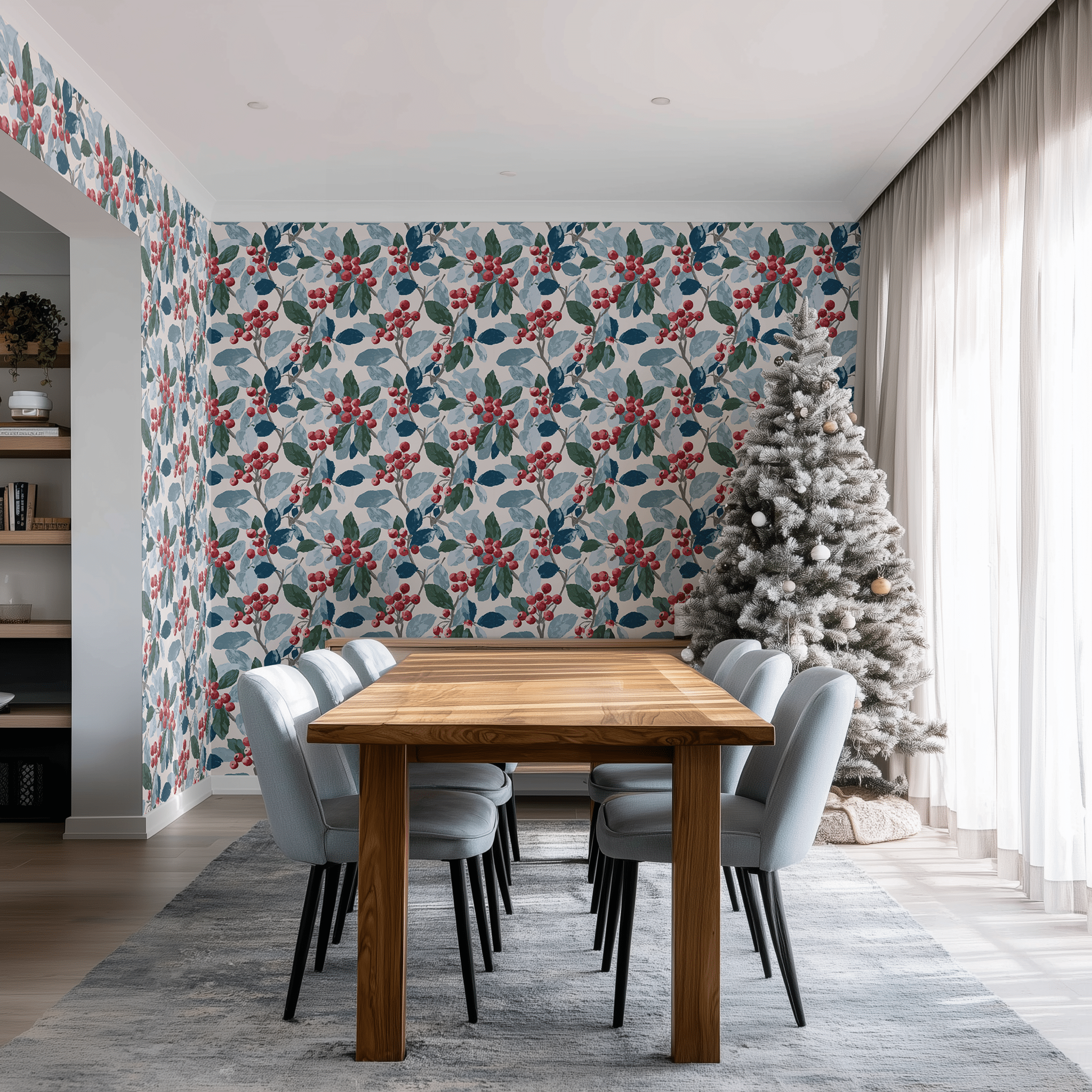 Crimson Berries Wallpaper - Benton Lane Home - Painted Paper