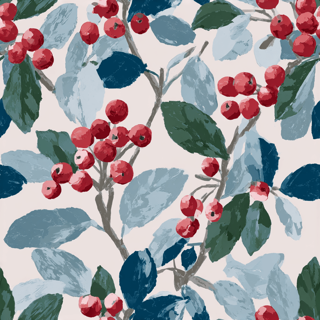 Crimson Berries Wallpaper - Benton Lane Home - Painted Paper