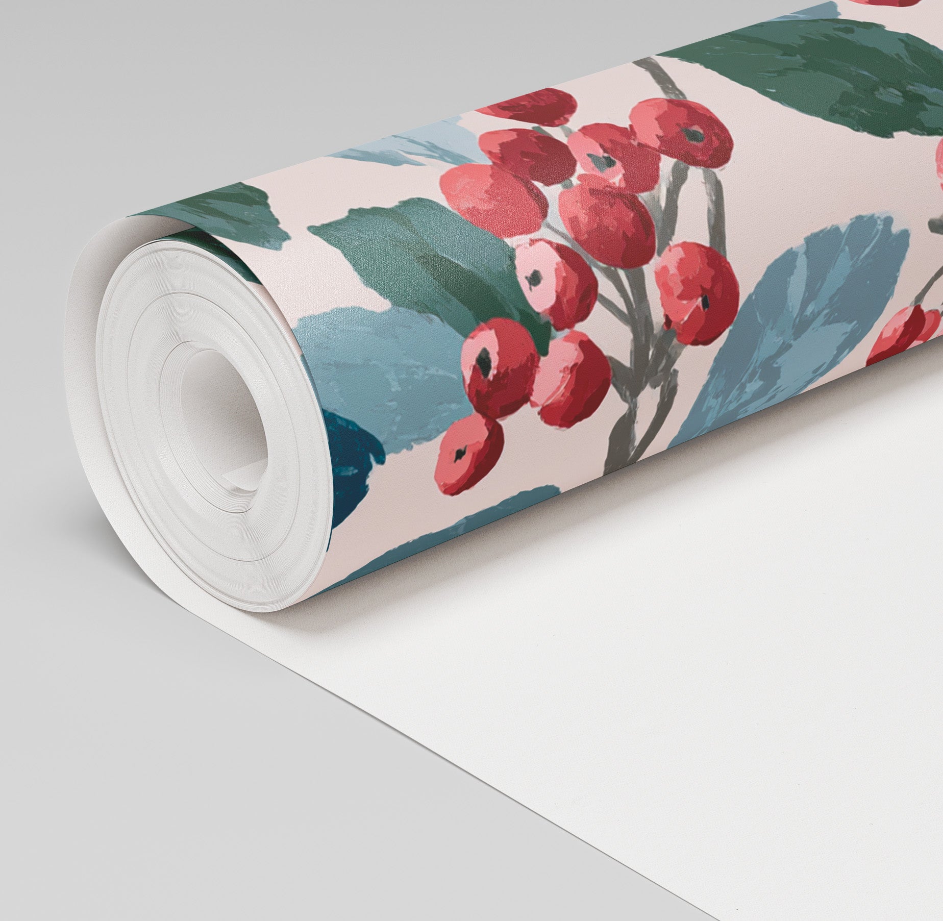 Crimson Berries Wallpaper - Benton Lane Home - Painted Paper