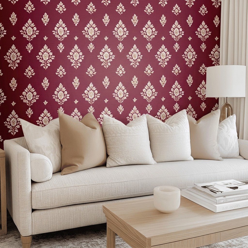 Crimson Crest Faux Grasscloth Wallpaper - Lemon Park