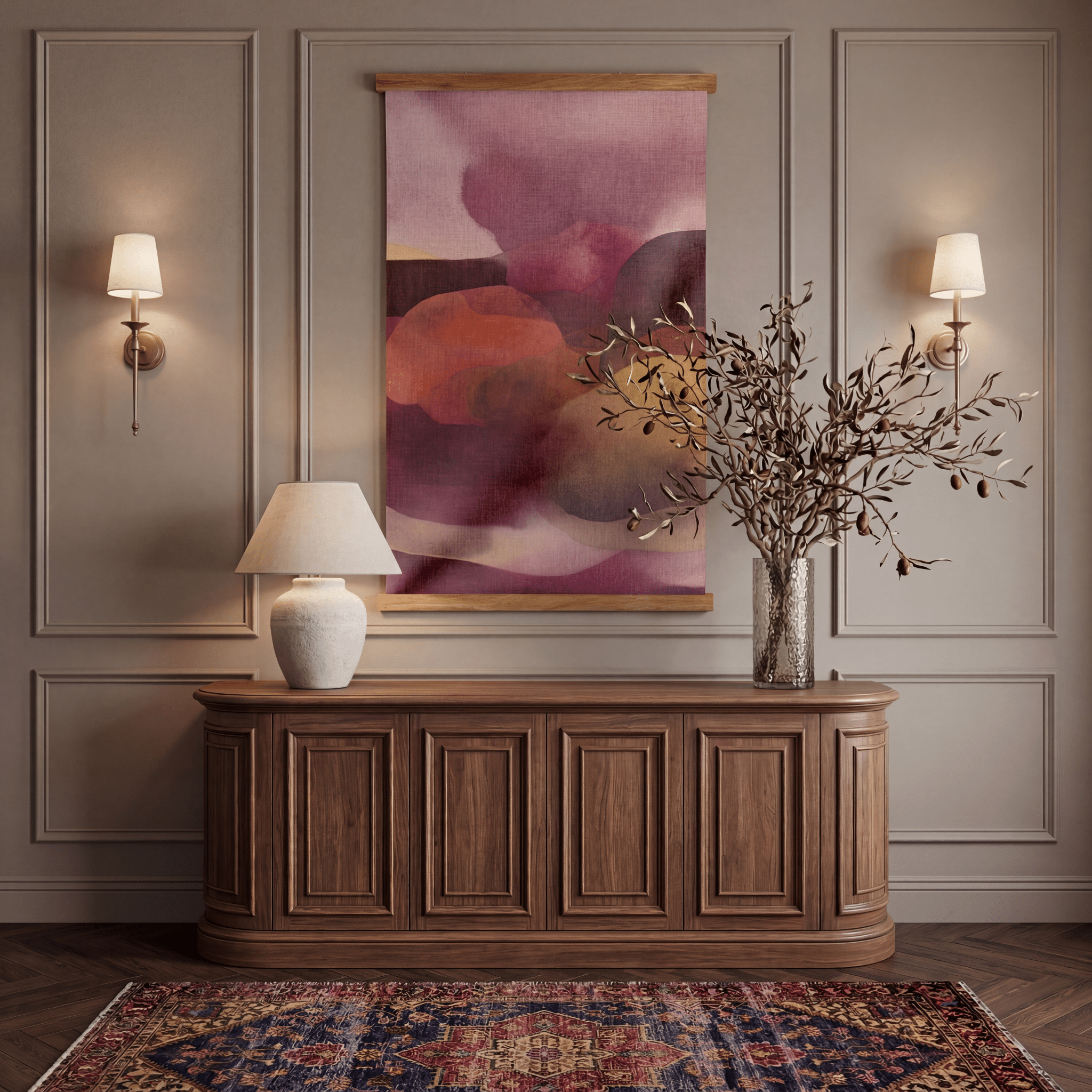 Crimson Haze - Tapestry - Benton Lane Home - Painted Paper