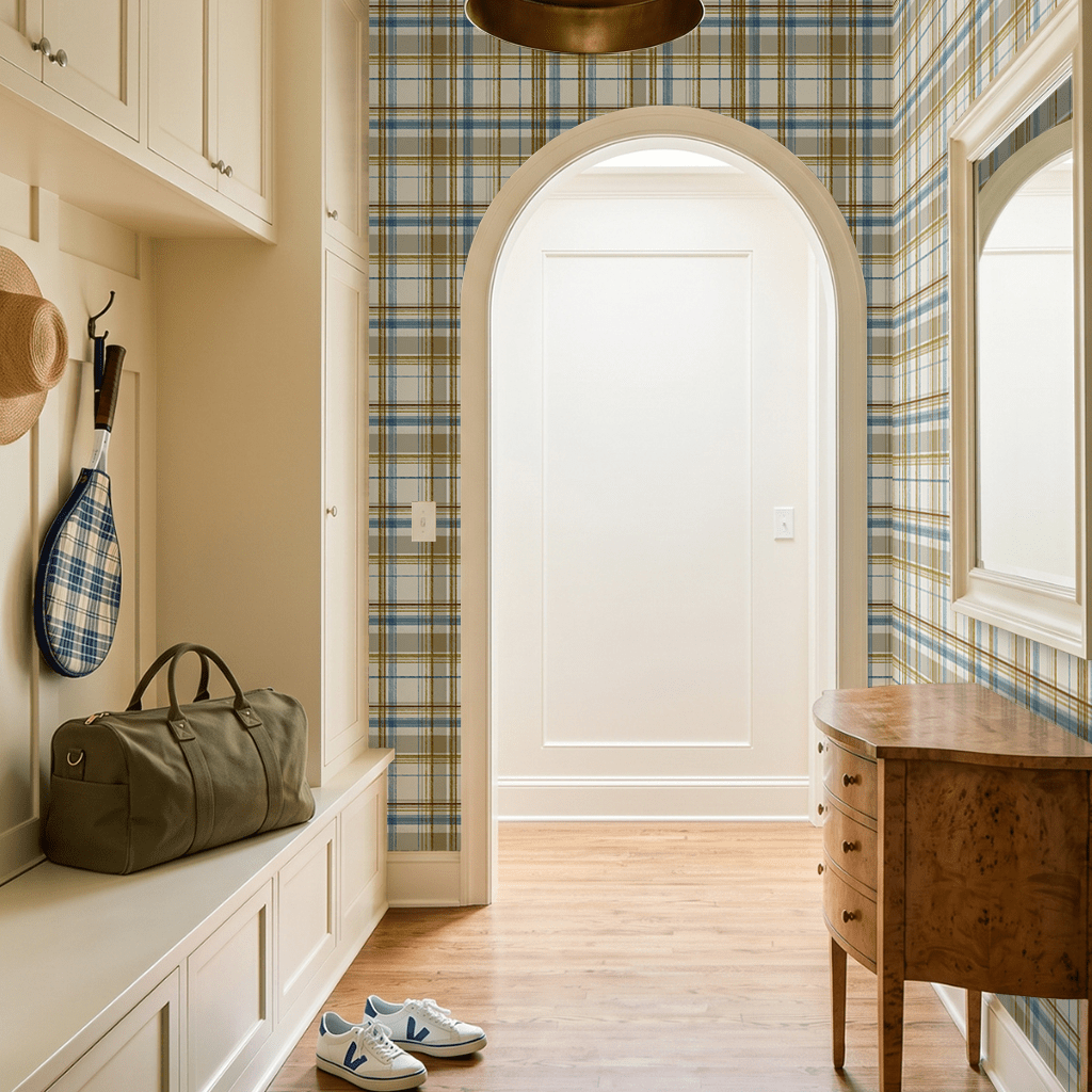 Cross Court Plaid Wallpaper - Painted Paper