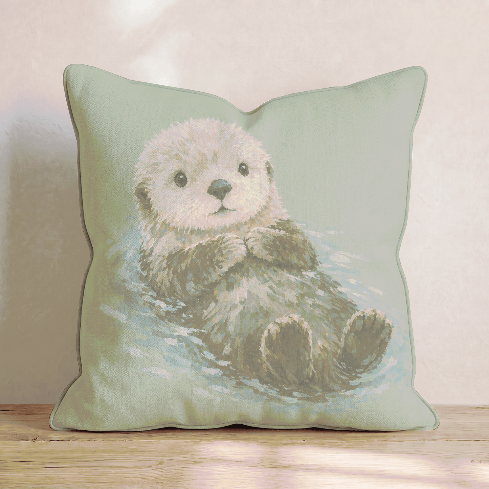 Cute Otter Throw Pillow - Benton Lane Home - Hillcroft Home