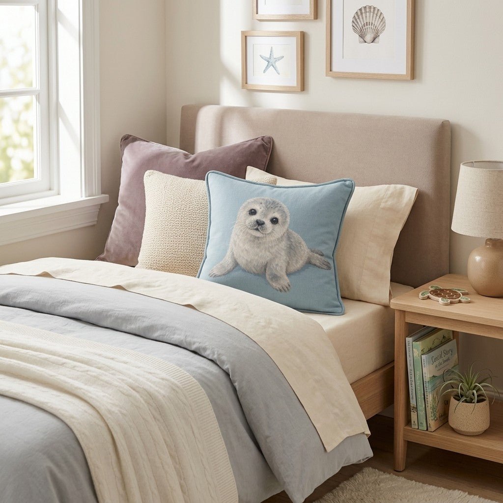 Cute Seal Throw Pillow - Benton Lane Home - Hillcroft Home