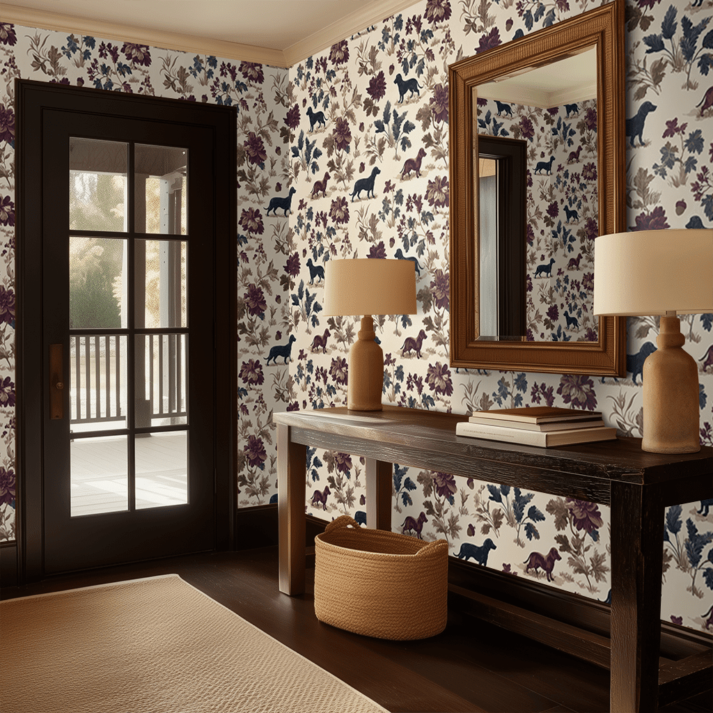 Dachshund Grove Faux Grasscloth Wallpaper - Benton Lane Home - Painted Paper