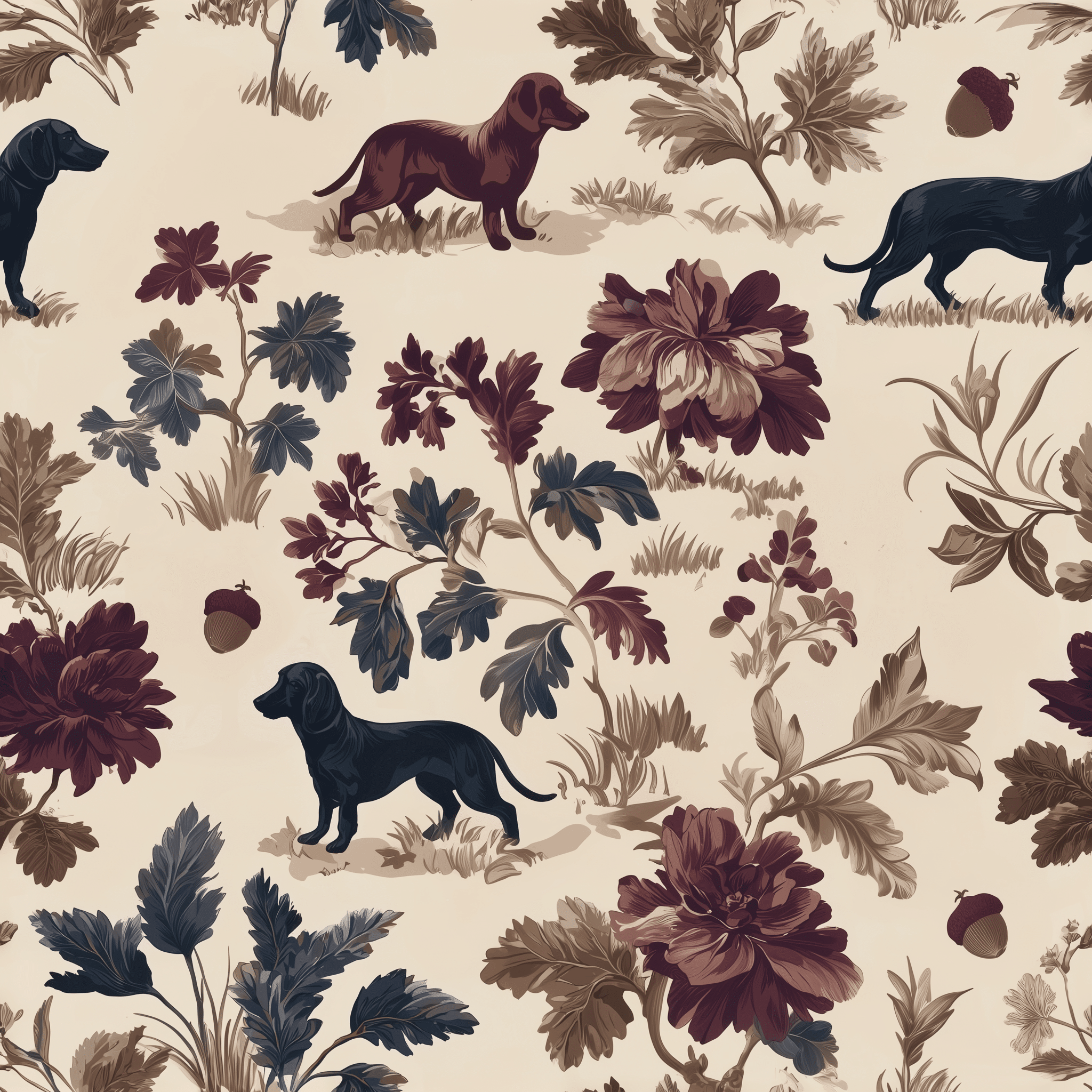 Dachshund Grove Faux Grasscloth Wallpaper - Benton Lane Home - Painted Paper