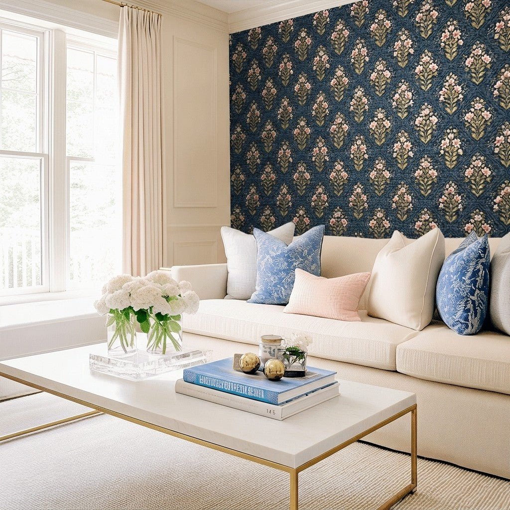 Dahlia Court Faux Grasscloth Wallpaper - Lemon Park