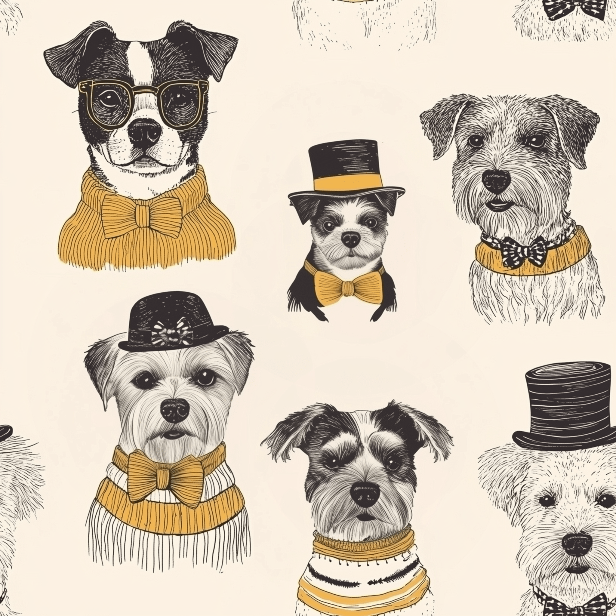 Dapper Dogs Wallpaper - Benton Lane Home - Painted Paper