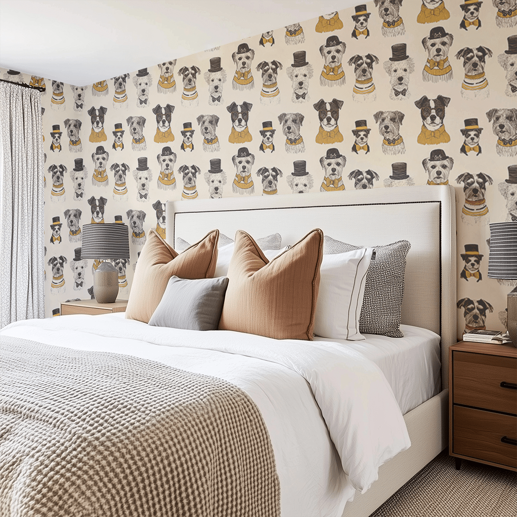 Dapper Dogs Wallpaper - Benton Lane Home - Painted Paper