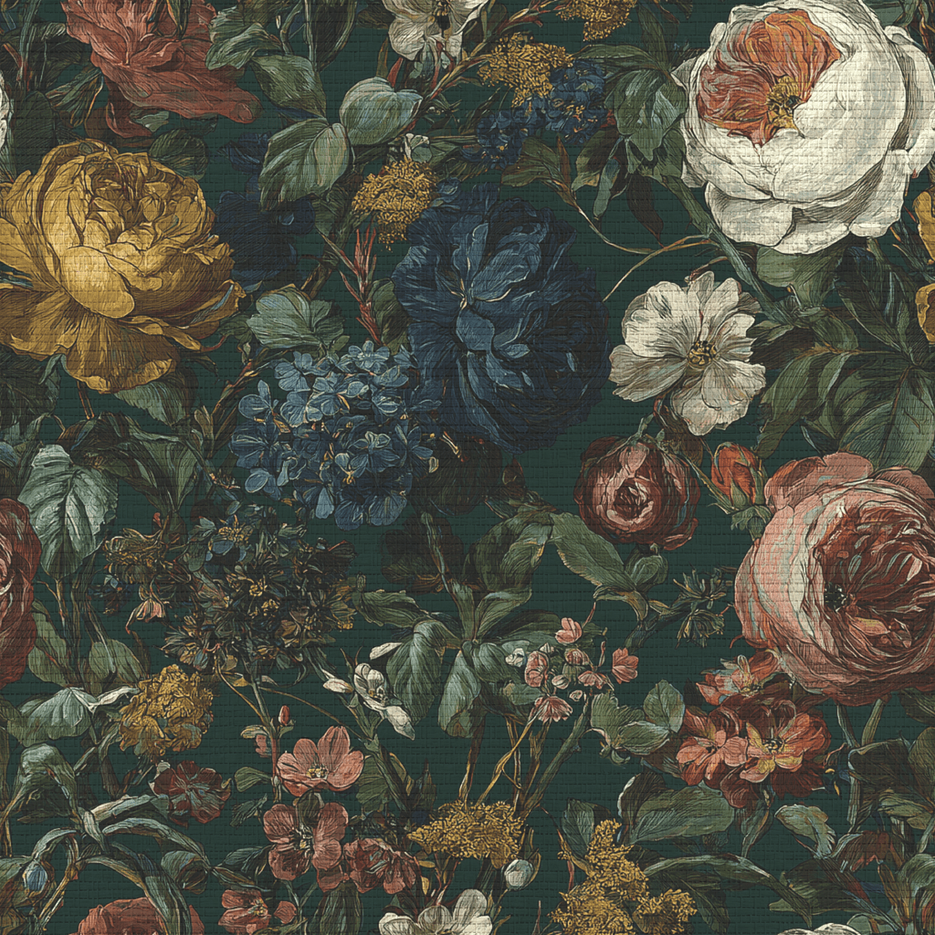 Darkened Peony Faux Grasscloth Wallpaper - Painted Paper