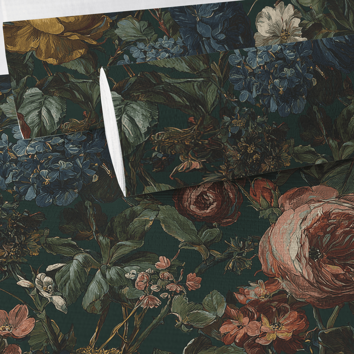 Darkened Peony Faux Grasscloth Wallpaper - Painted Paper