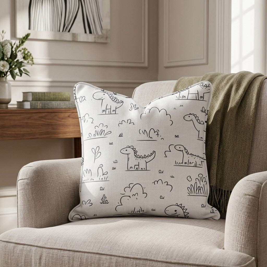 Dino Doodle Throw Pillow - Benton Lane Home - Lemon Park