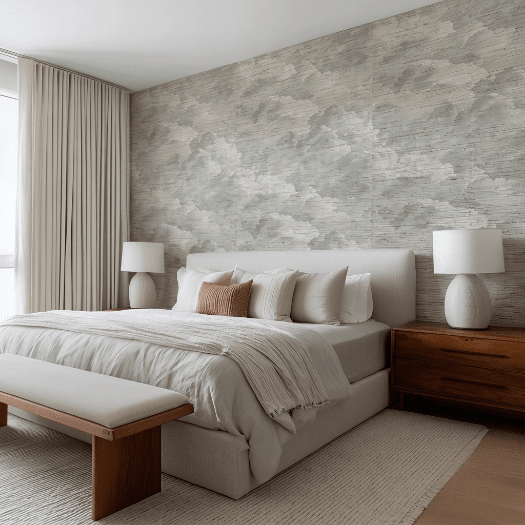 Dior Clouds Faux Grasscloth Wallpaper - Benton Lane Home - Painted Paper