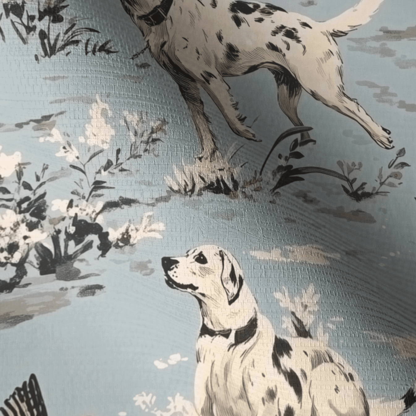 Dog Days Toile Faux Grasscloth Wallpaper - Painted Paper