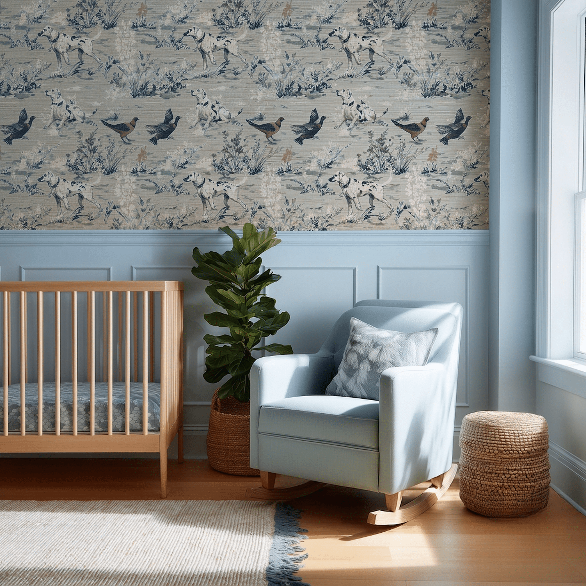 Dog Days Toile Faux Grasscloth Wallpaper - Benton Lane Home - Painted Paper