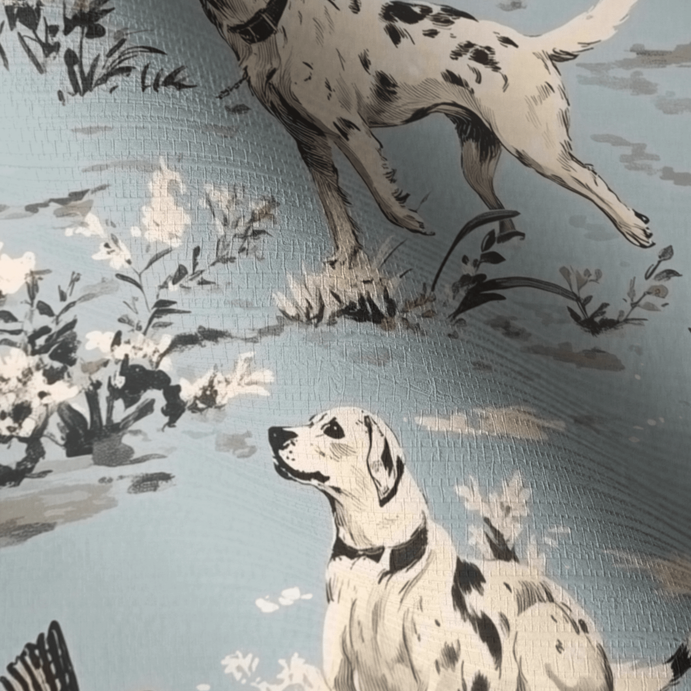 Dog Days Toile Faux Grasscloth Wallpaper - Benton Lane Home - Painted Paper
