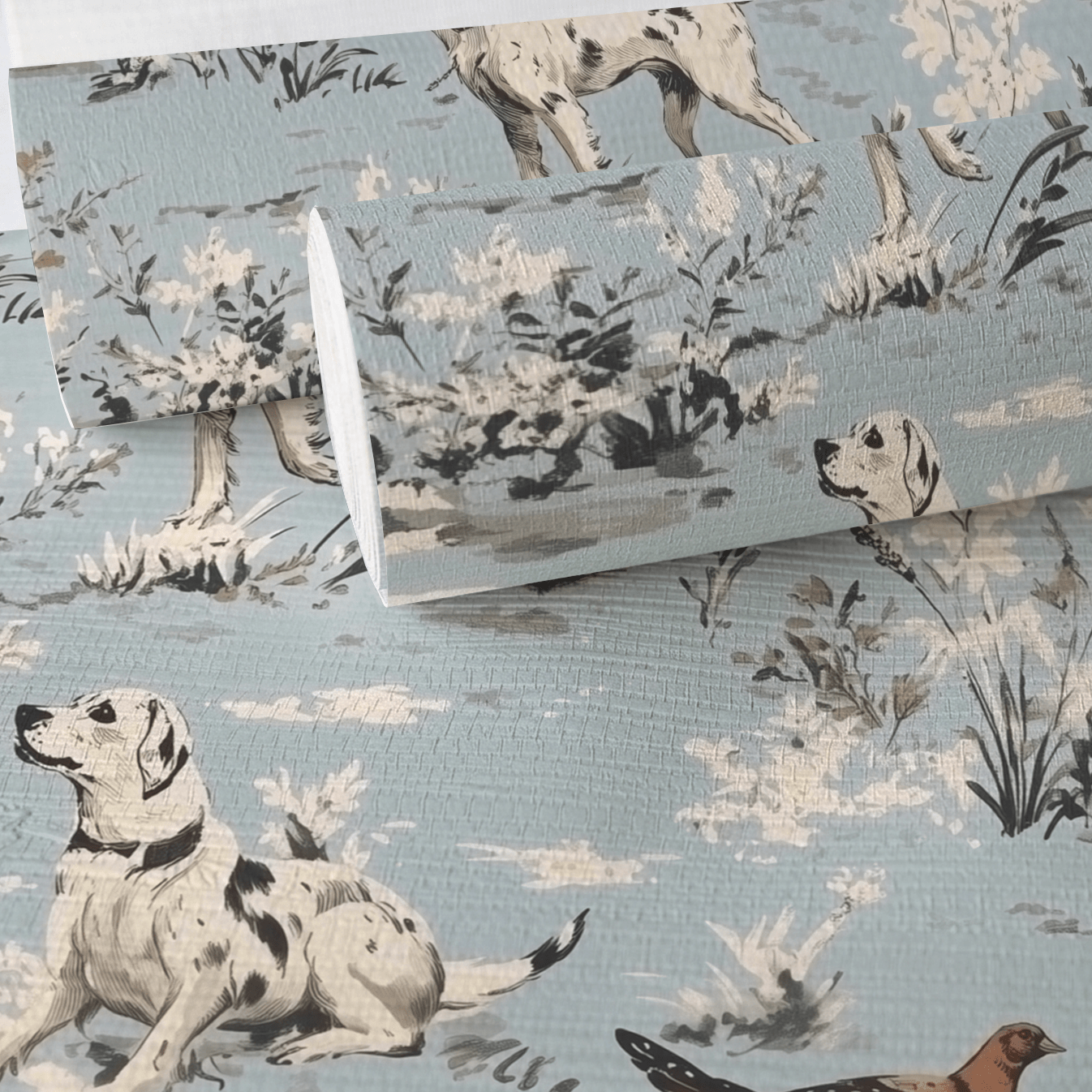 Dog Days Toile Faux Grasscloth Wallpaper - Benton Lane Home - Painted Paper