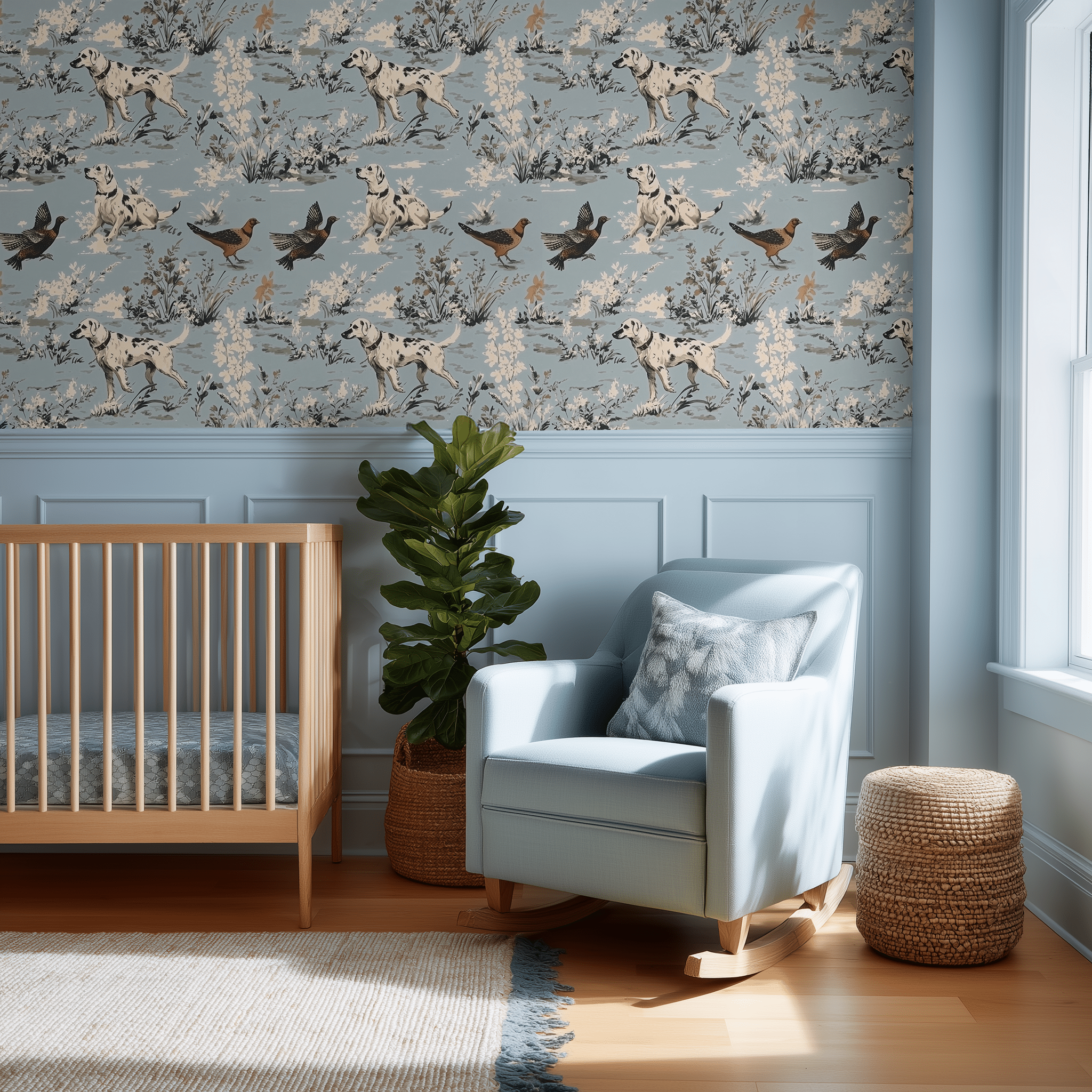 Dog Days Toile Wallpaper - Benton Lane Home - Painted Paper