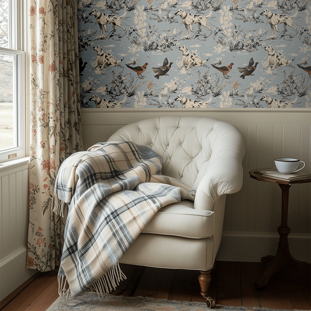 Dog Days Toile Wallpaper - Benton Lane Home - Painted Paper
