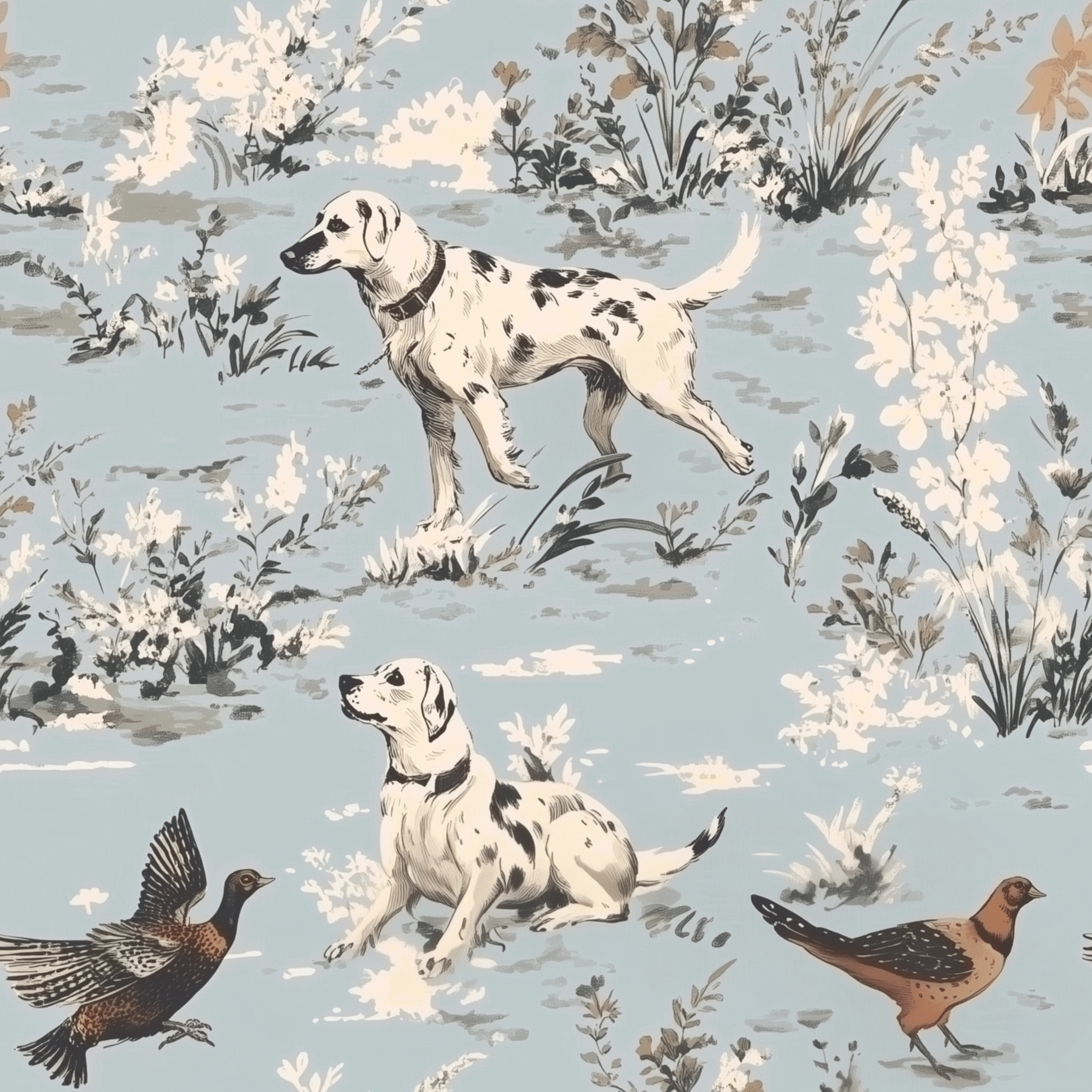 Dog Days Toile Wallpaper - Benton Lane Home - Painted Paper