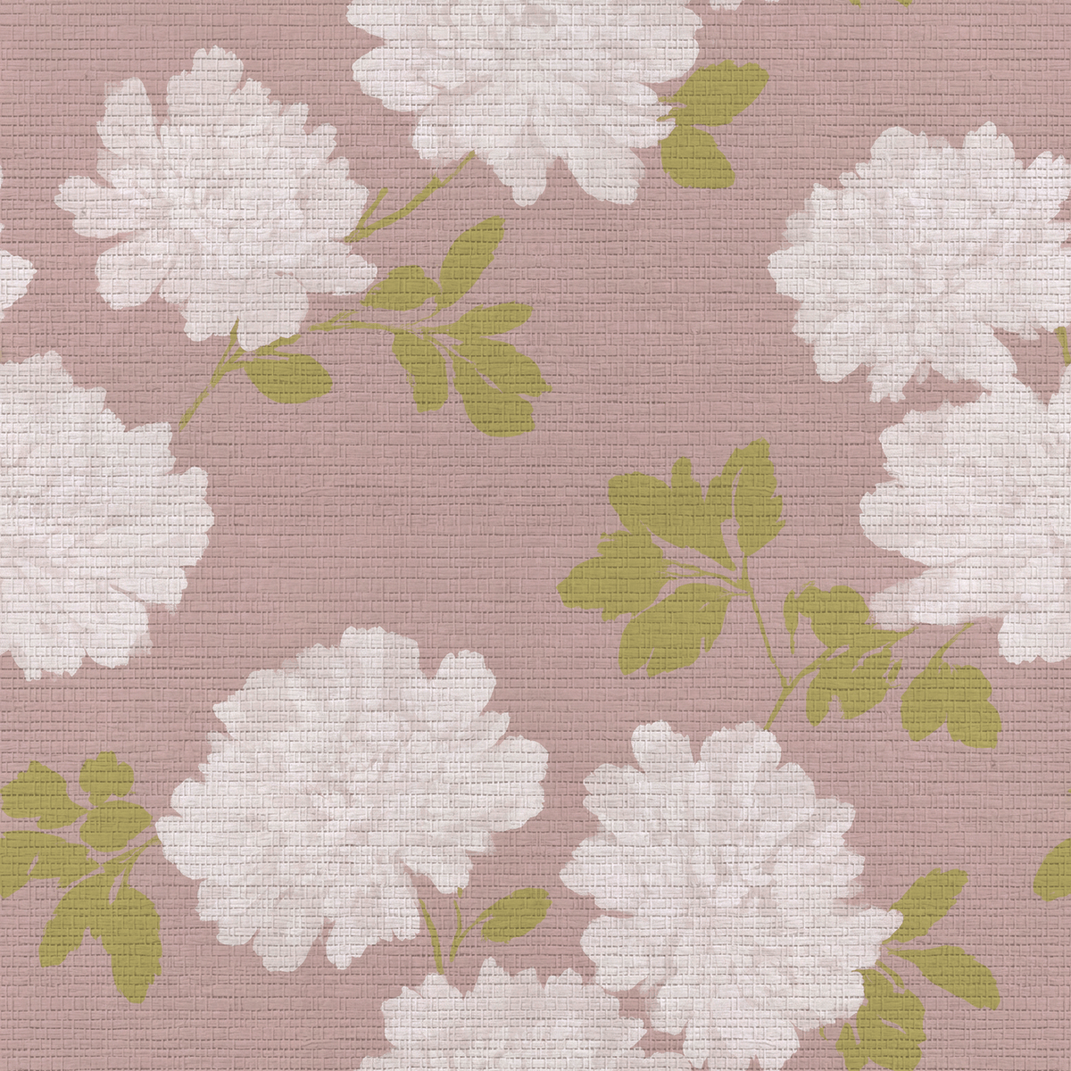 Dusty Rose Peonies Faux Grasscloth Wallpaper - Lemon Park
