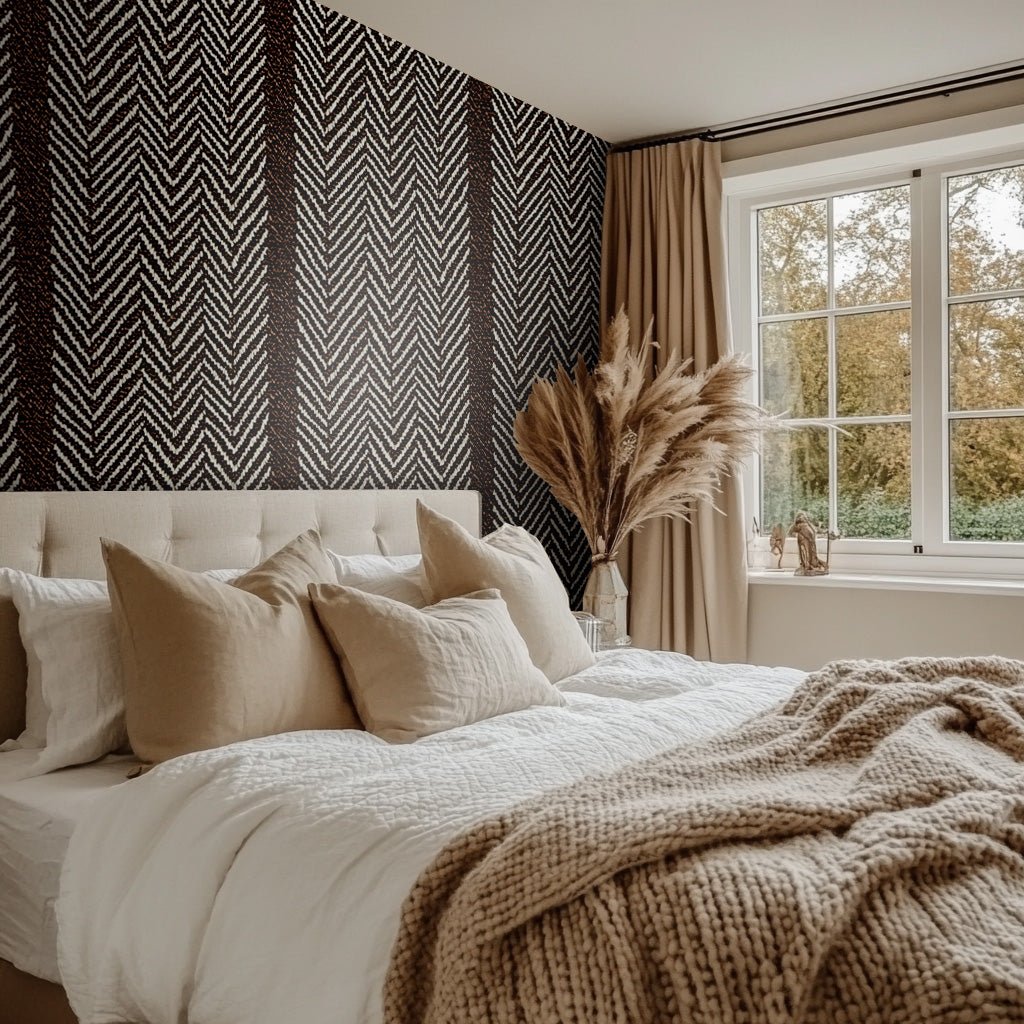 Ebony Herringbone - Painted Paper