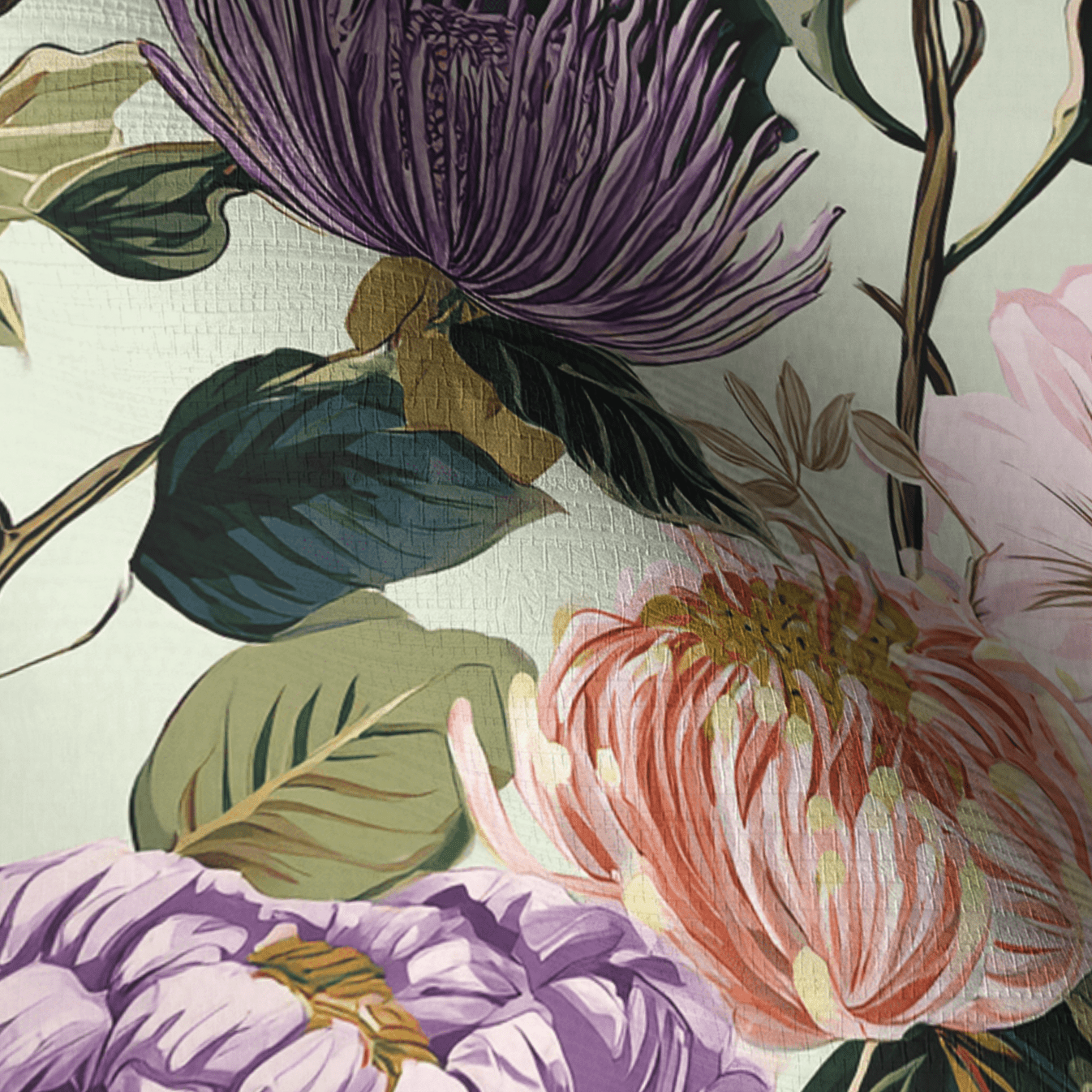Ellie's Bouquet Faux Grasscloth Wallpaper - Painted Paper