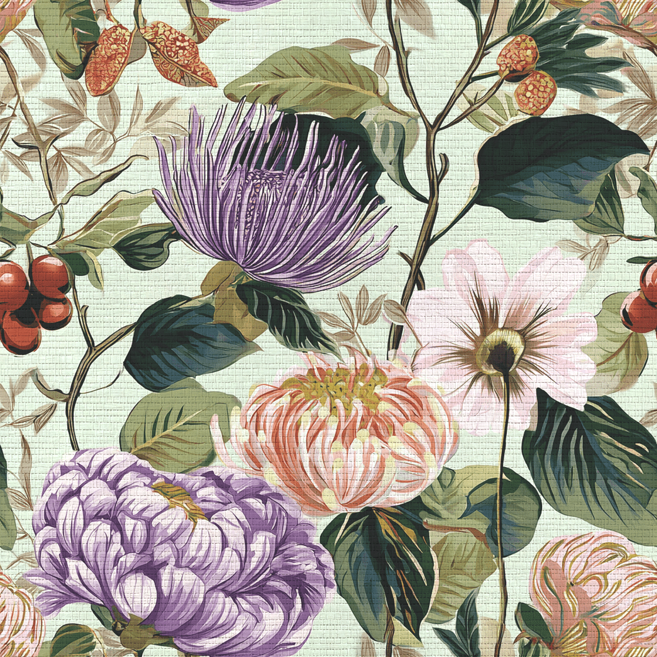 Ellie's Bouquet Faux Grasscloth Wallpaper - Painted Paper