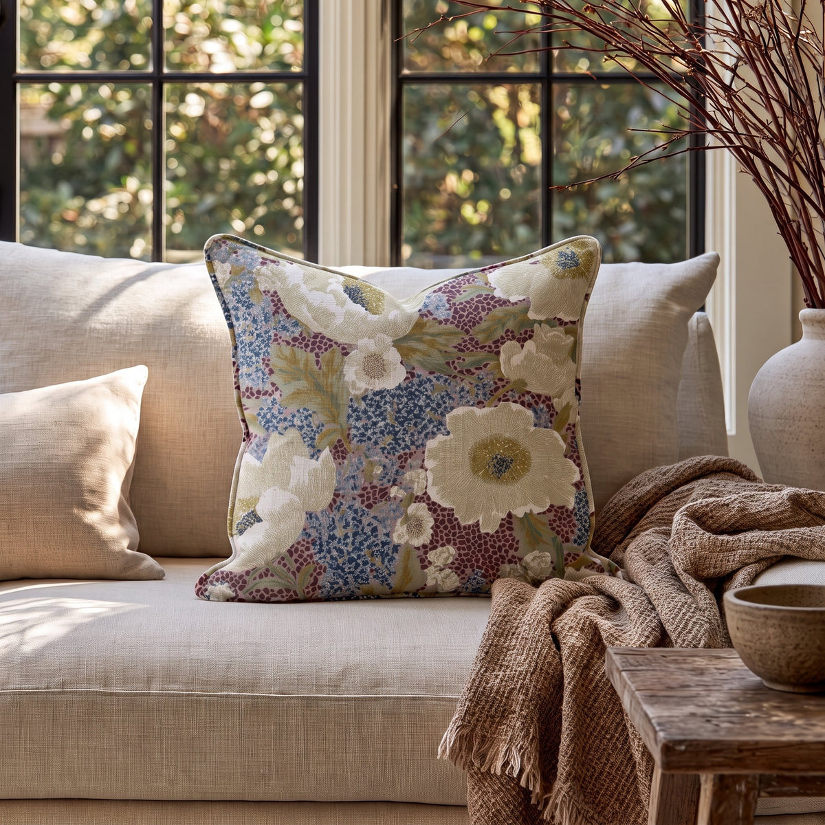 Ellis Flower Throw Pillow - Benton Lane Home - Hillcroft Home